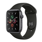 Apple Watch Series 5 44mm Space Gray Aluminum Case with Black Sport Band