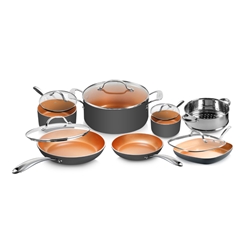 12-Piece Cookware Set with Non-Stick Ti-Cerama Copper Coating